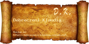 Debreczeni Klaudia névjegykártya